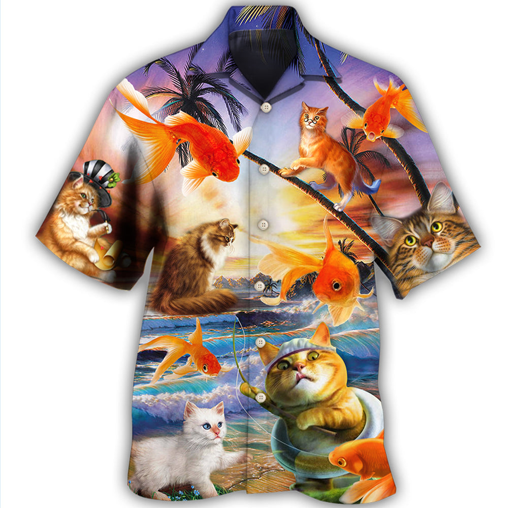 Cat Catchs Fish Style Hawaii Shirt Ha39039