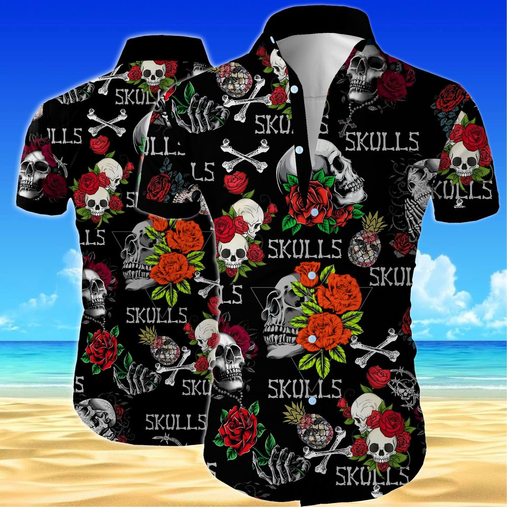 Flower Skull Hawaii Shirt Ha73352