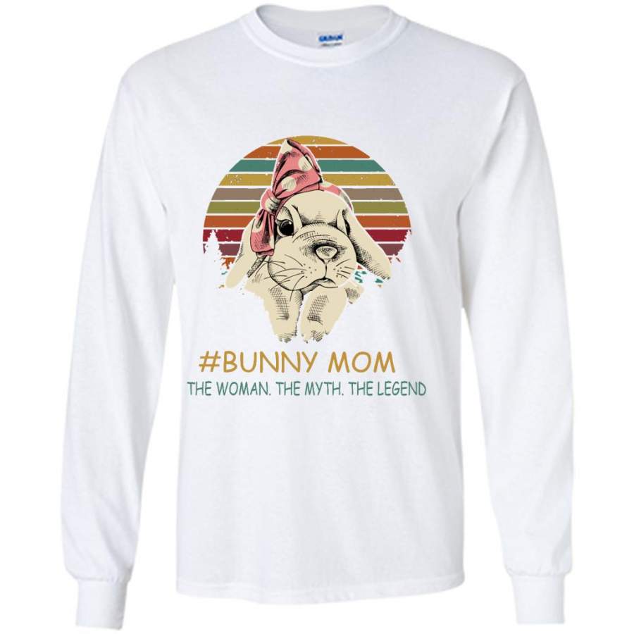 Bunny Mom The Woman They Myth The Legend, Classic Vintage Retrp – Gildan Long Sleeve Shirt