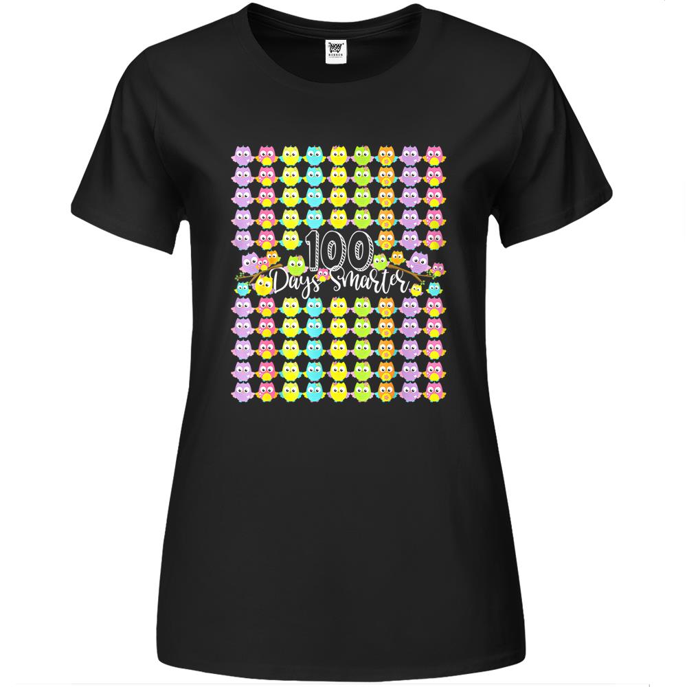 100 Days Smarter- 100Th Day Of School Owl & Teachers Gift Premium Womens T Shirts