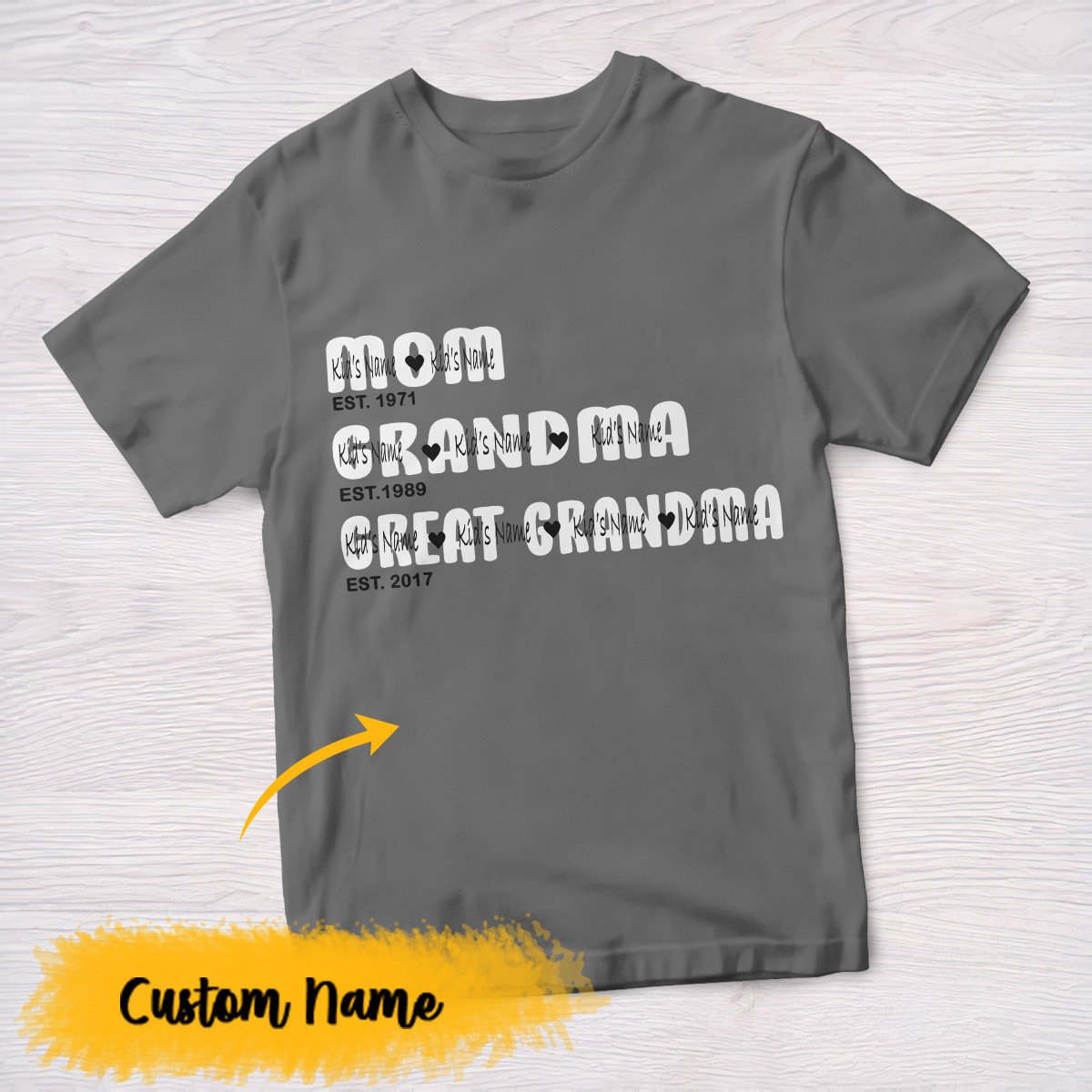 Apayprint – Great Grandma Ever | Personalized Shirts, S – 5XL, White Grey Pink Blue Black