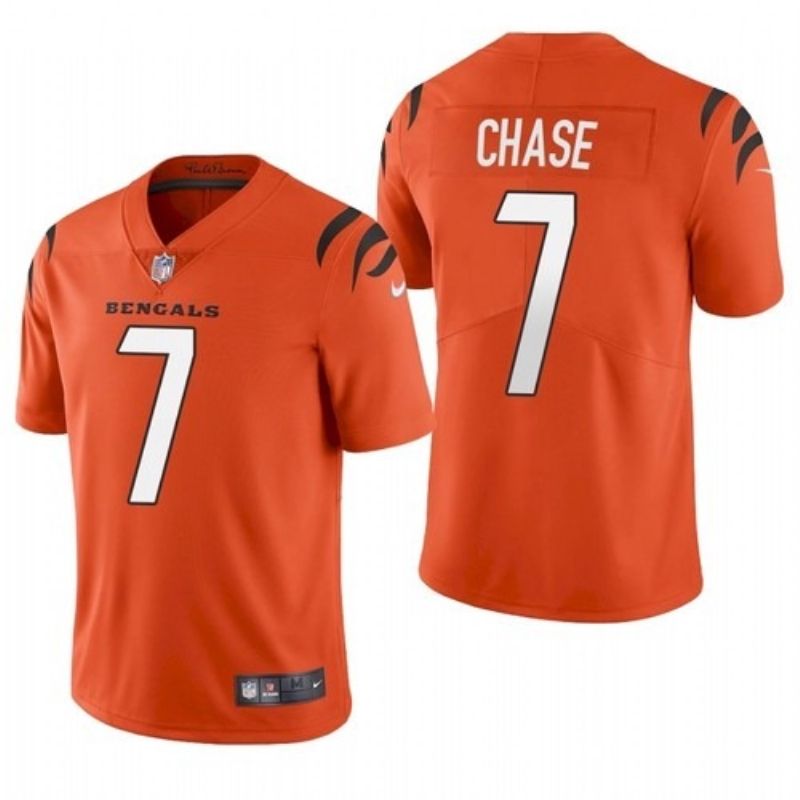 Cincinnati Bengals Jamarr Chase #7 2021 Draft NFL Orange Jersey For Fans