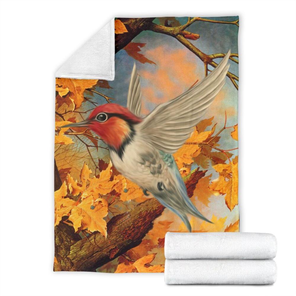 Animal Hummingbird Autumn Maple Fleece Blanket Family Gift Home Decor Bedding Couch Sofa Soft And Comfy Cozy