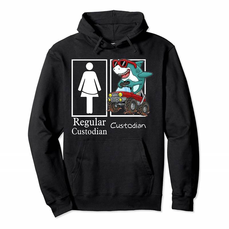 Custodian Monster Truck Gamer Shark Janitor Gifts Pullover Hoodie, T-Shirt, Sweatshirt