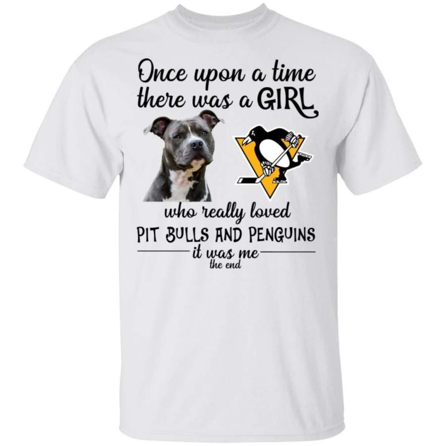 A Girl Really Loved Pittsburgh Penguins And PitBull Dog Shirt HT209