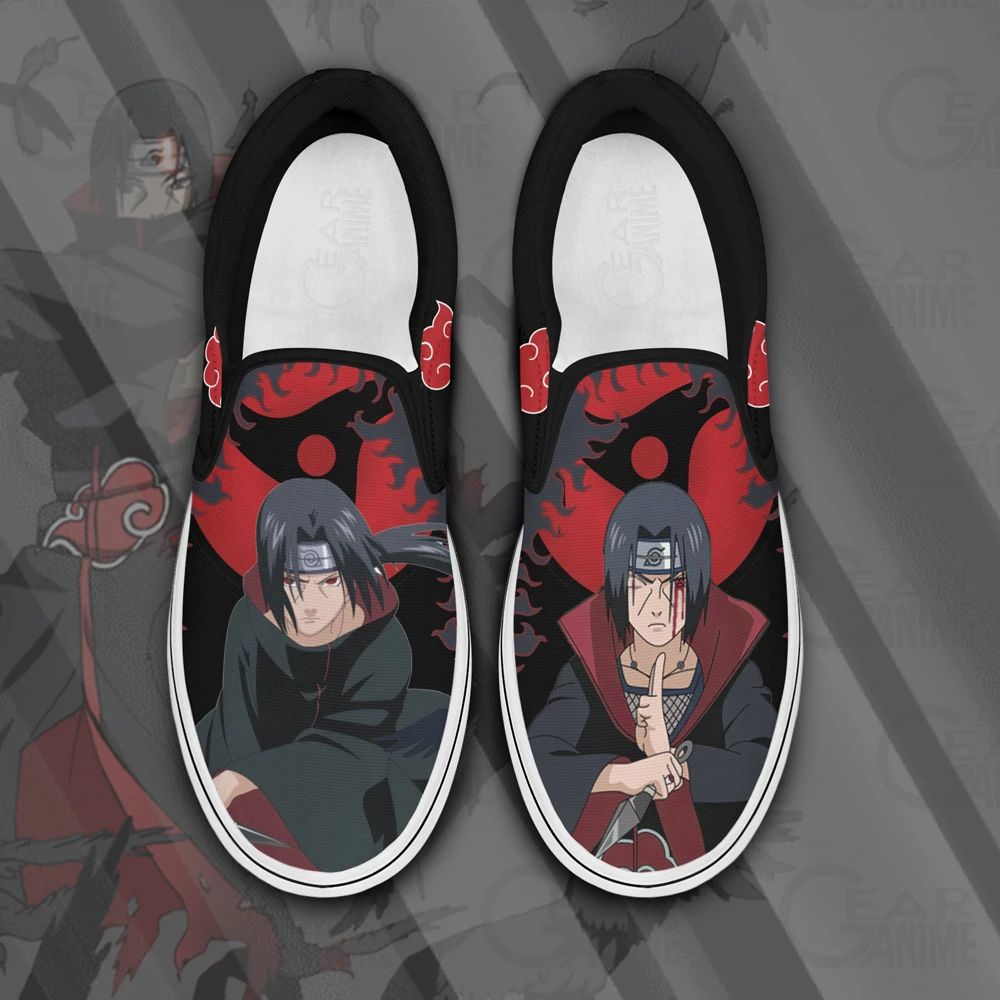 Akatsuki Itachi Slip On Sneakers Custom Anime Naruto Shoes Unisex Men Women