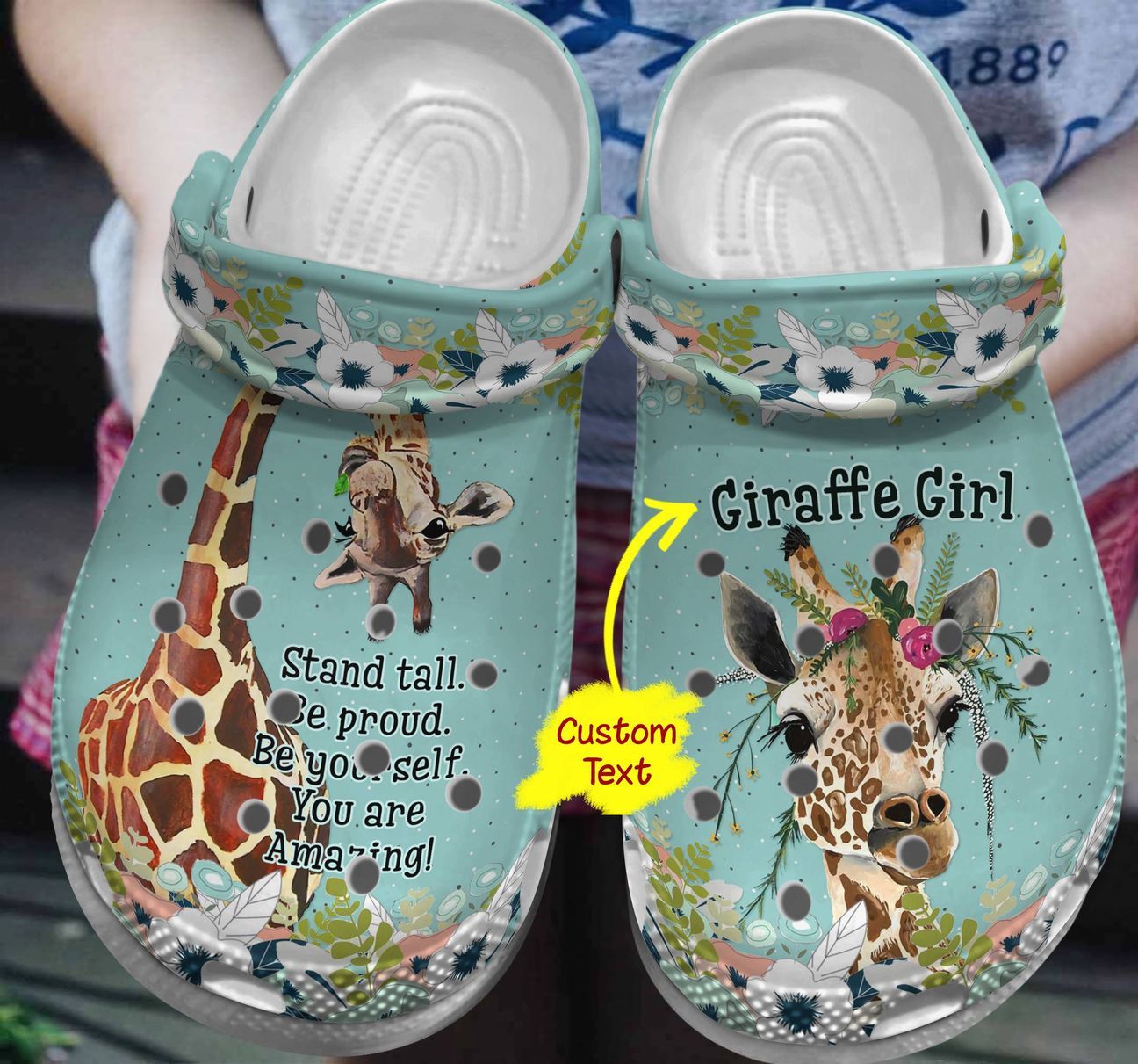 Giraffe Personalized Clog, Custom Name, Text, Color, Number Fashion Style For Women, Men, Kid, Print 3D You Are Amazing