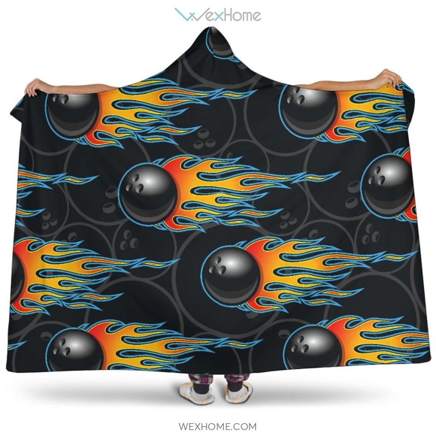 Bowling Balls Flame Pattern Hooded Blanket