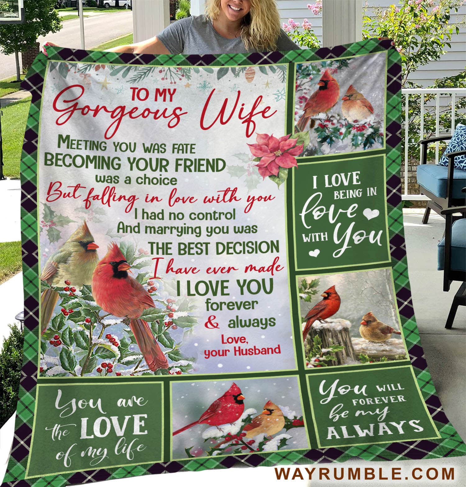 To My Wife, Cardinal, Marrying You Was The Best Decision I Have Ever Made – Winter Theme, Couple Blanket