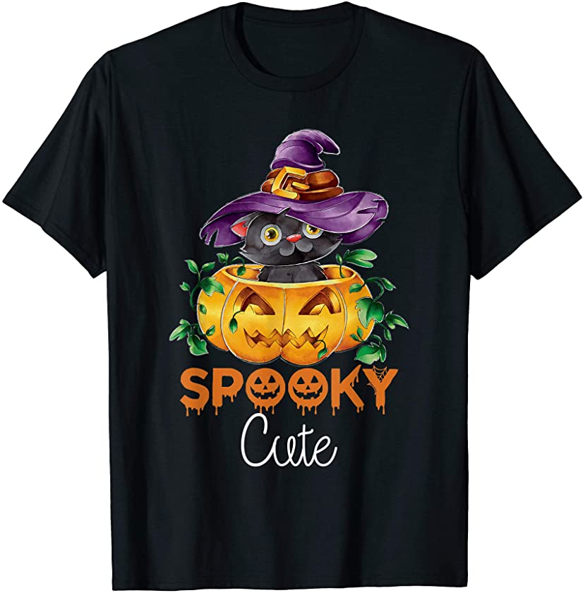 Spooky Cute Happy Halloween Kitten Cat Pumpkin T-Shirt