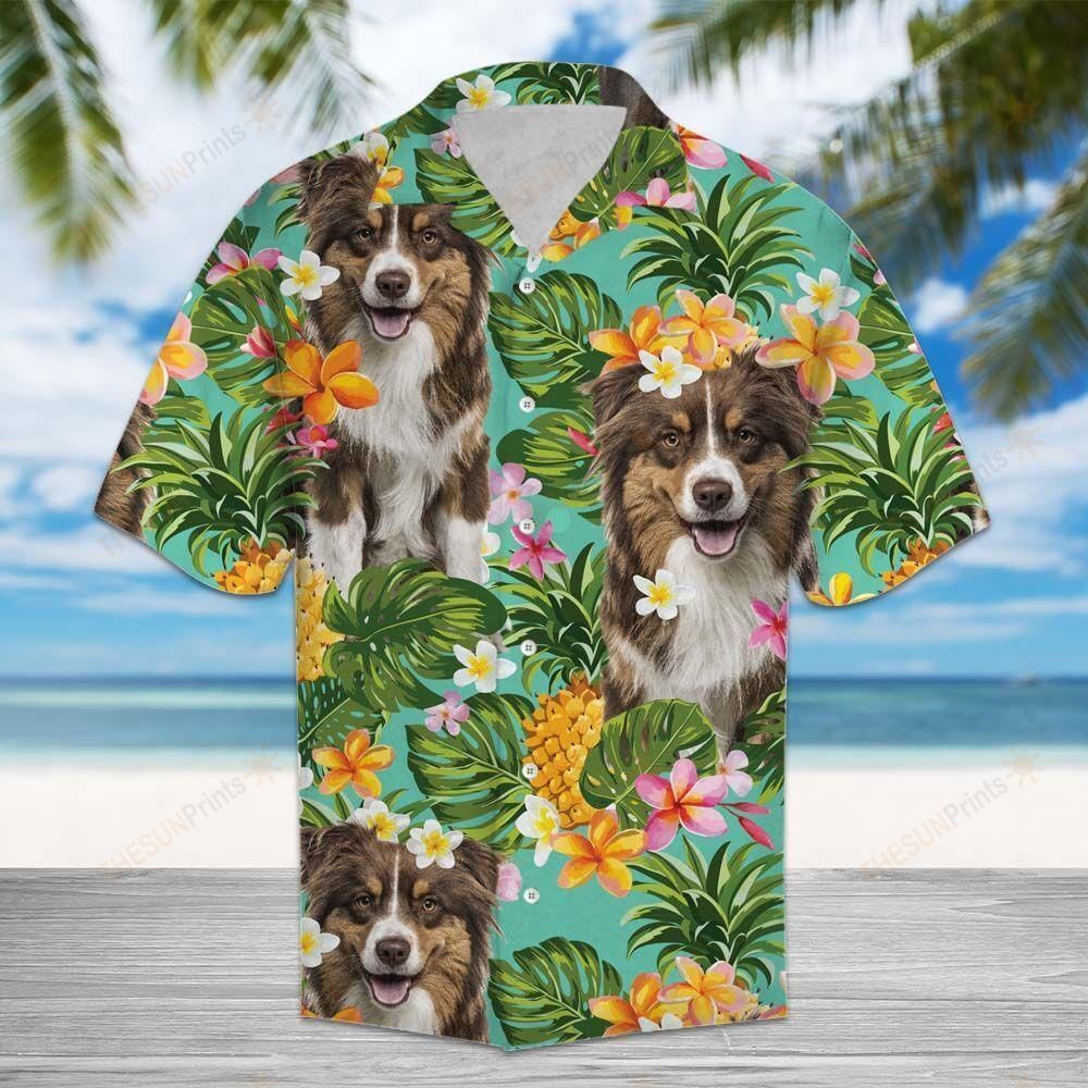 Tropical Pineapple Australian Shepherd Hawaiian Shirt Ha96743