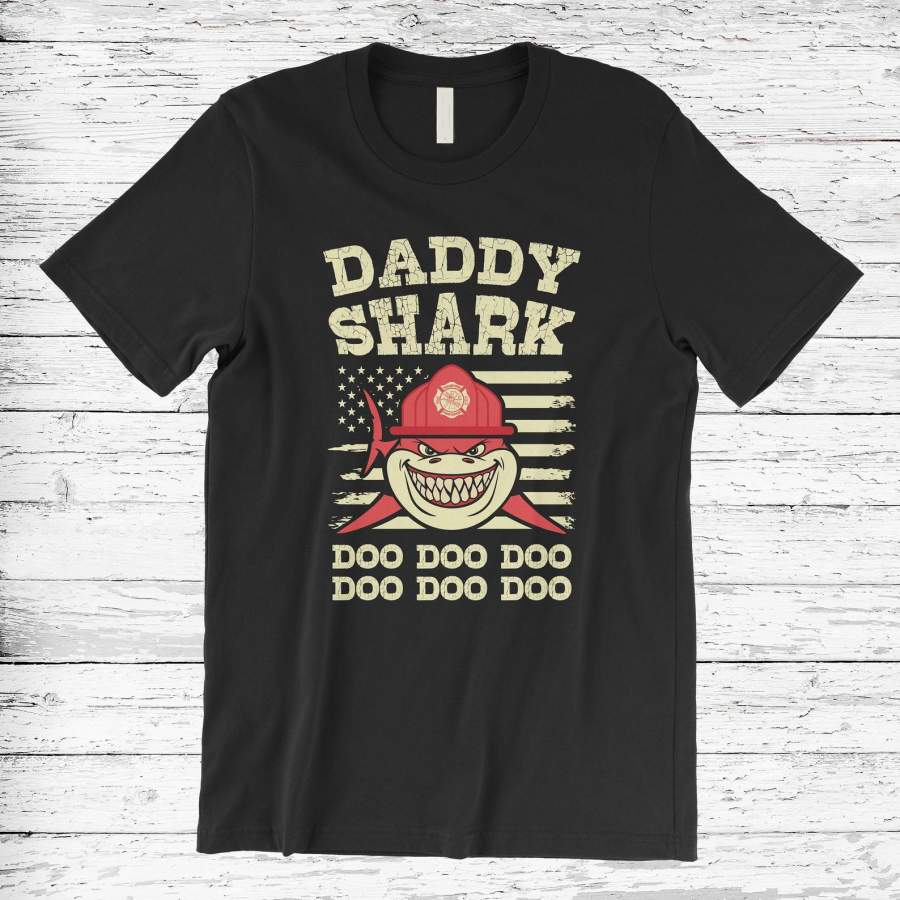 Daddy Shark  Firefighter T-shirt