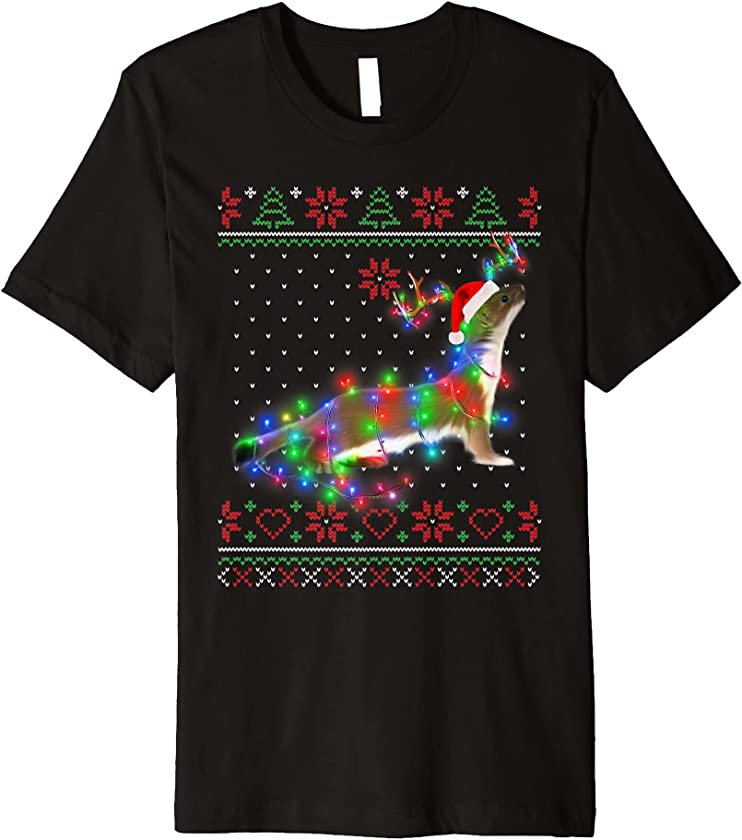 Otters Animal Ugly Sweater Christmas Puppy Animal Lover Premium T-Shirt