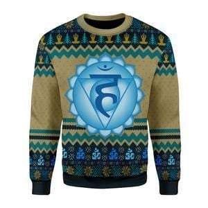 Throat Chakra Ugly Christmas Wool Sweater