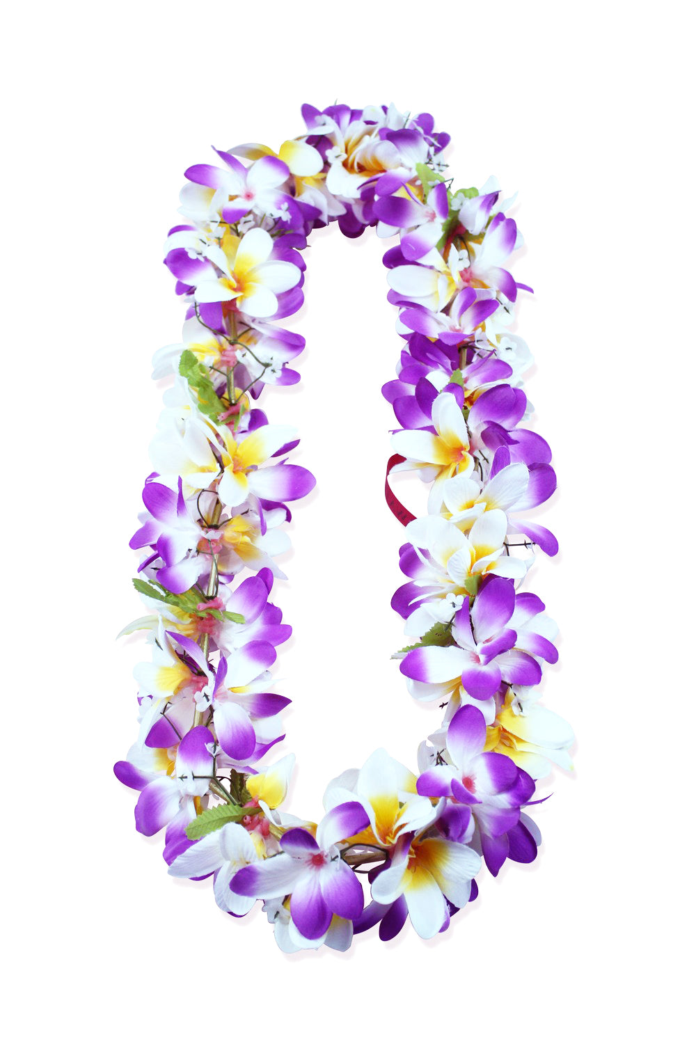 Hawaii Plumeria Lei Flower Necklace In White Purple Ha83832