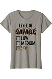 Womens XErq Leopard Level Savage Leo Zodiac August Girl T-Shirt