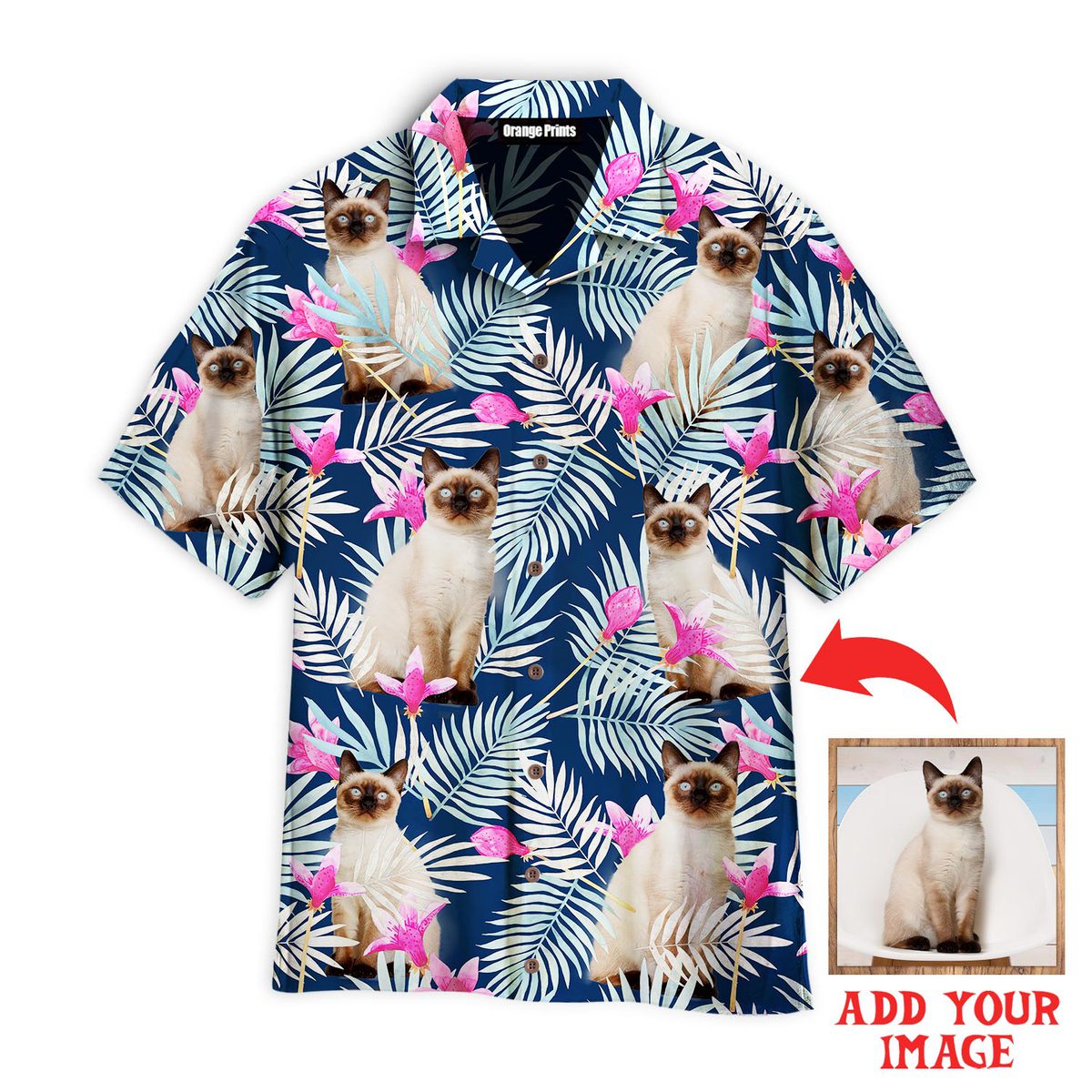 Custom Cat Photo Blue Tropical Aloha Hawaii Shirts For Men Women Ha66672