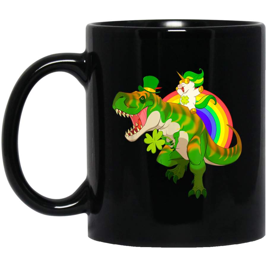 Unicorn Riding Rex Mug Irish Rainbow Dinosaur Gifts Mug