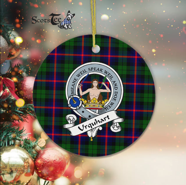 Urquhart Scottish Clan Badge Plaid Ornament Gift. Christmas Tree Ornament Urquhart Clan Tartan Ornament Great Christmas Ornaments Gift