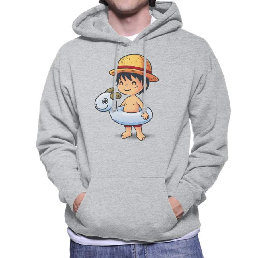 One Piece Cute Beach Monkey D Luffy Men’s Hooded Sweatshirt