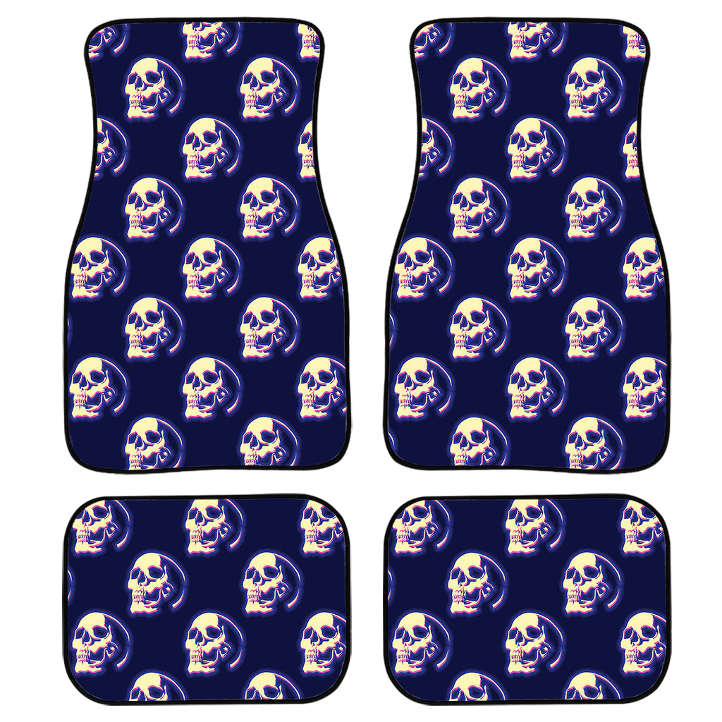 Trippy Skull Pattern Print Front And Back Car Floor Mats, Front Car Mat