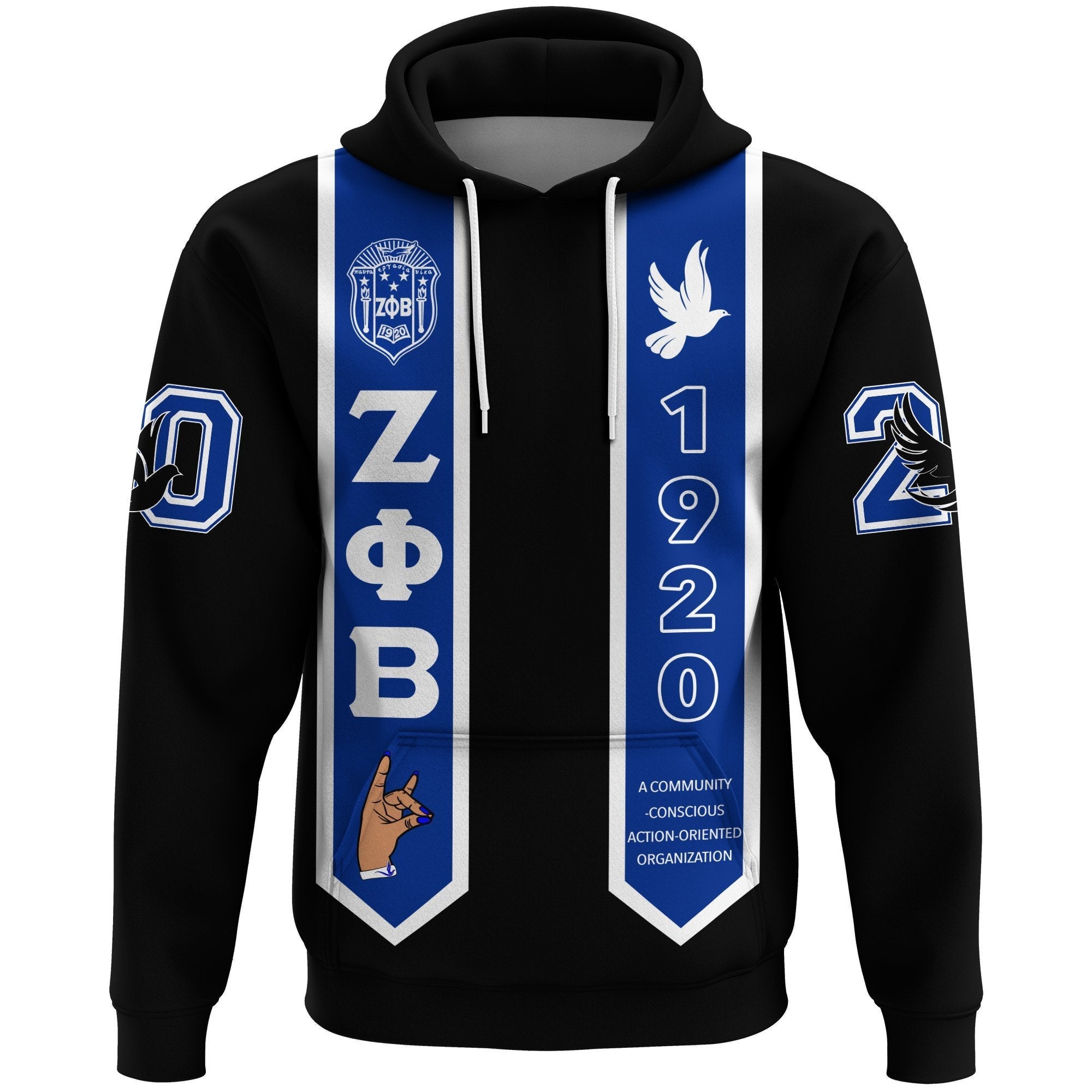 Sorority Hoodie – Zeta Phi Beta Pullover Hoodie Graduation Stole Style