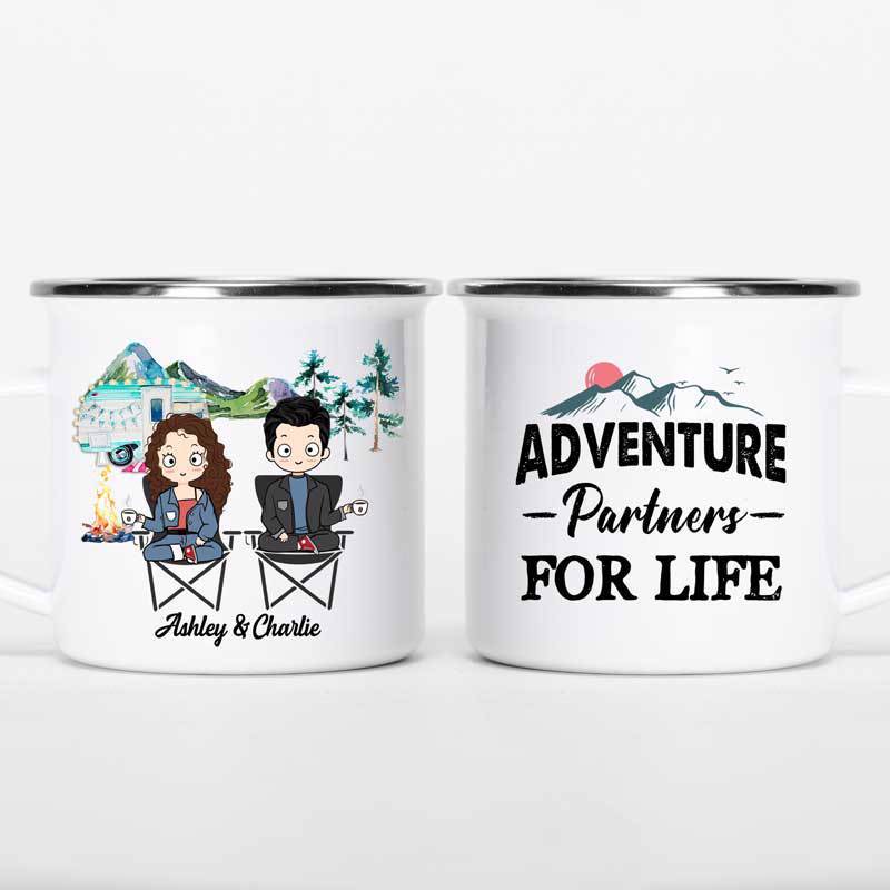 Adventure Partners For Life Chibi Couple Personalized Campfire Mug