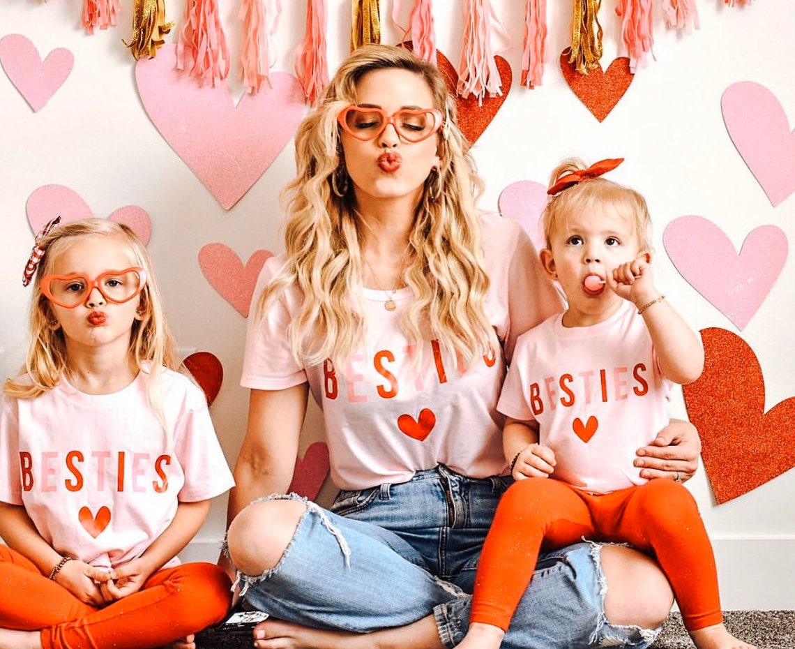 Pretty Besties, Mommy And Me, Matching Shirts, Mother Daughter Shirts, Matching Outfits, Valentines Day Shirt