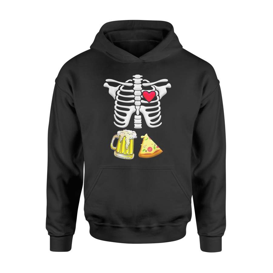 Halloween Beer and pizza Pregnant Skeleton T-Shirt – Standard Hoodie