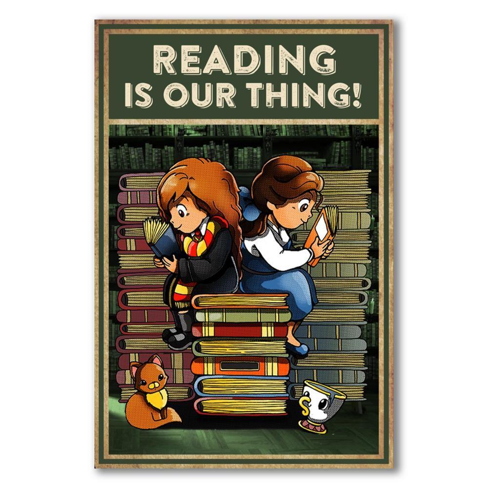 Reading Is Our Thing! Two Girls Reading Canvas And Poster, Canvas Prints, My Poster Wall, Canvas Wall Art, Wall Decor Visual Art, Halloween Gift, Happy Halloween