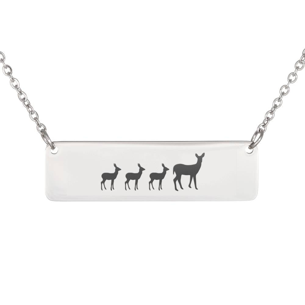 Personalized Mama Deer + 3 Baby Deer – Necklace