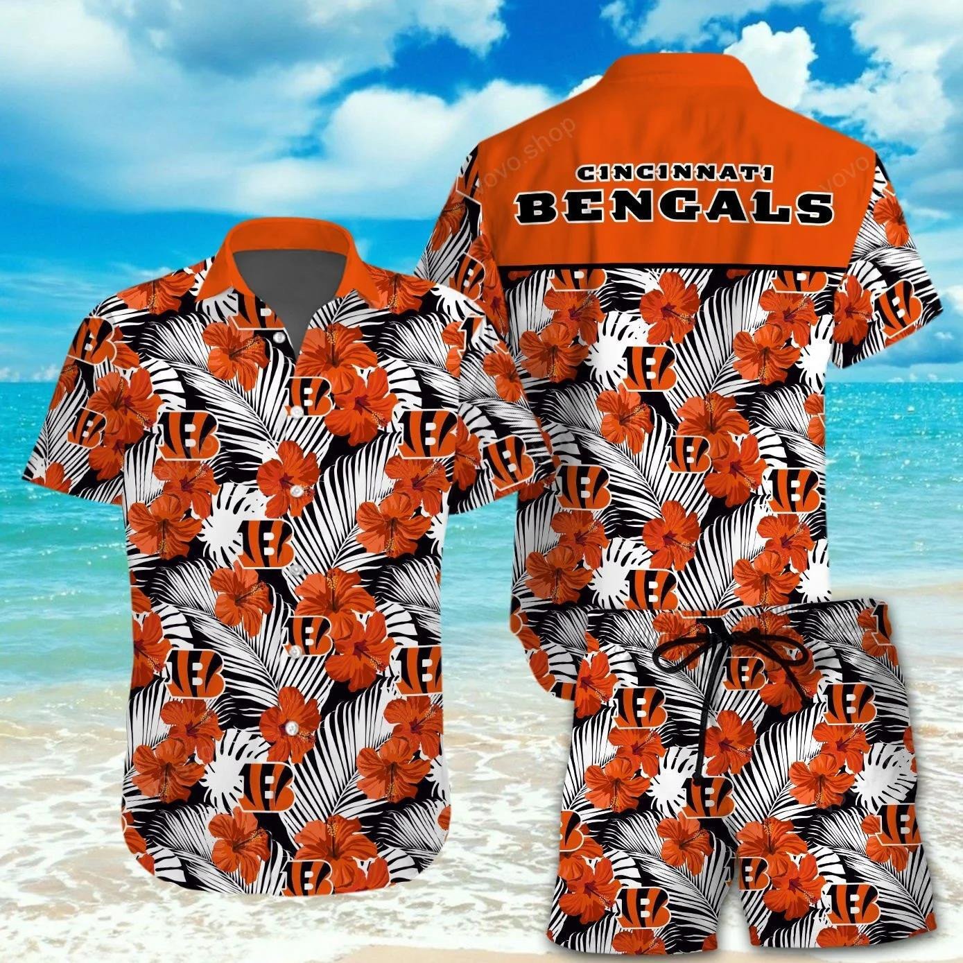 Cincinnati Bengals Curved Hawaii Shirt And Shorts Set Ha2956