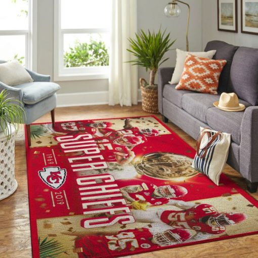 Chiefs Champ Living Room Rug Carpet All Over Print Logo Custom Area Rug Carpet Full Sizes Home Living Rug Carpet Decor