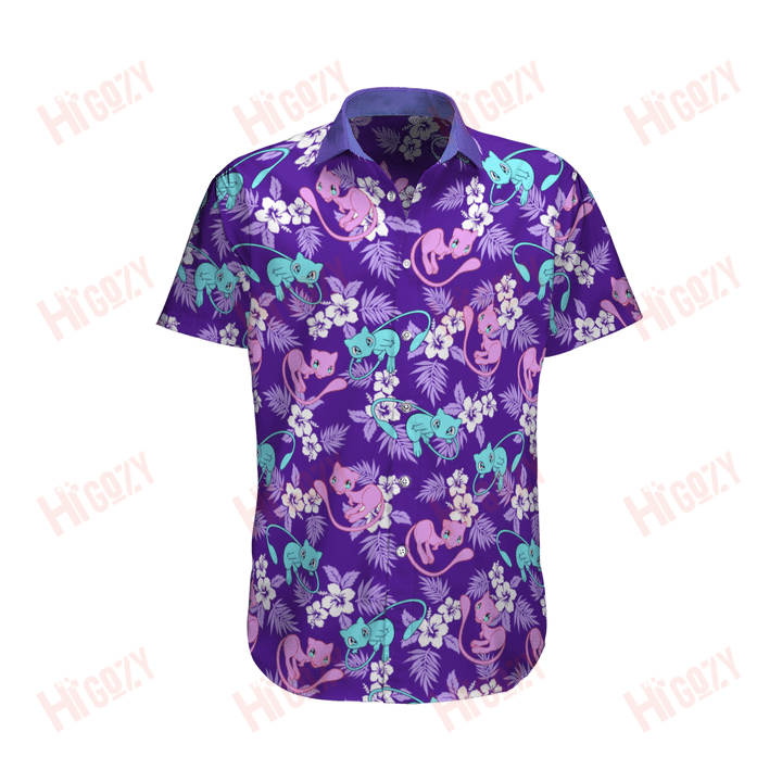 Anime Summer Hawaiian Shirt And Short, Anime Summer Shirt, Anime Set Hawaiian, Pokémon Hawaii Shirt, Mew Pokemon Shirt, Mew Hawaii Shirt, Pokemon Lover Shirt