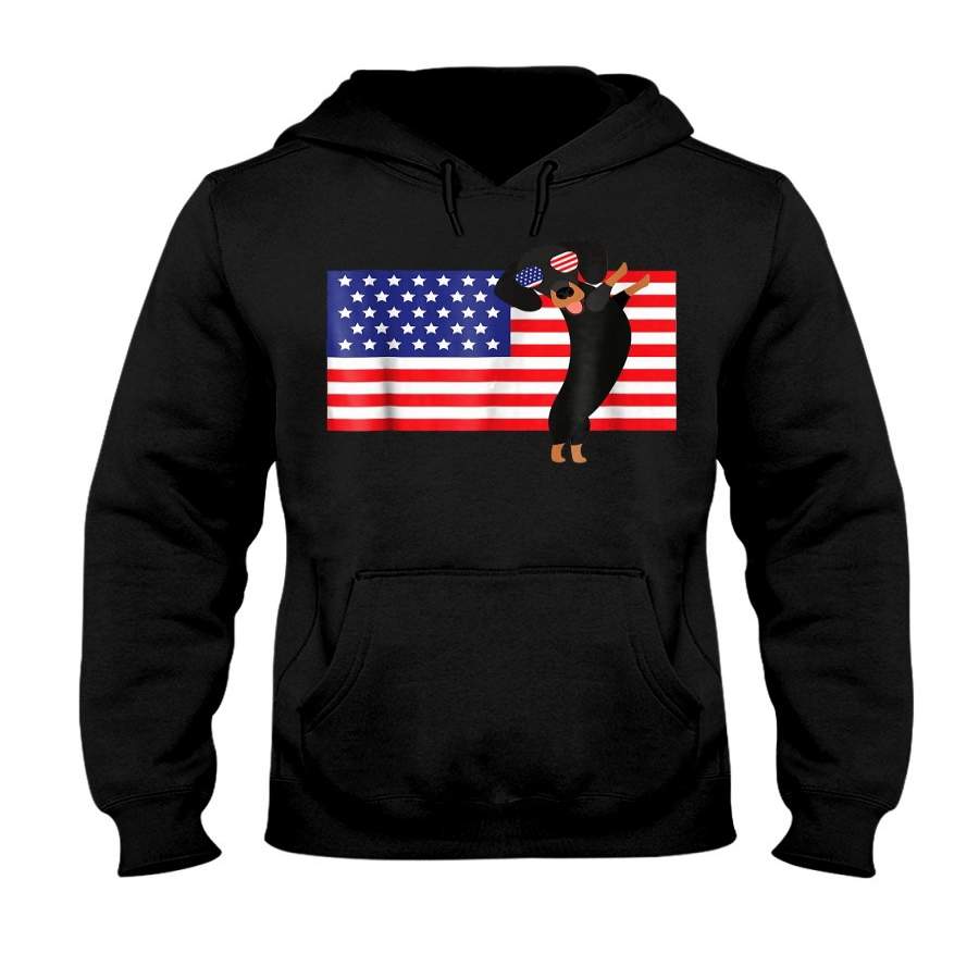 4th Of July Patriotic Dachshund American Flag Hoodie Gift For Dog Lovers