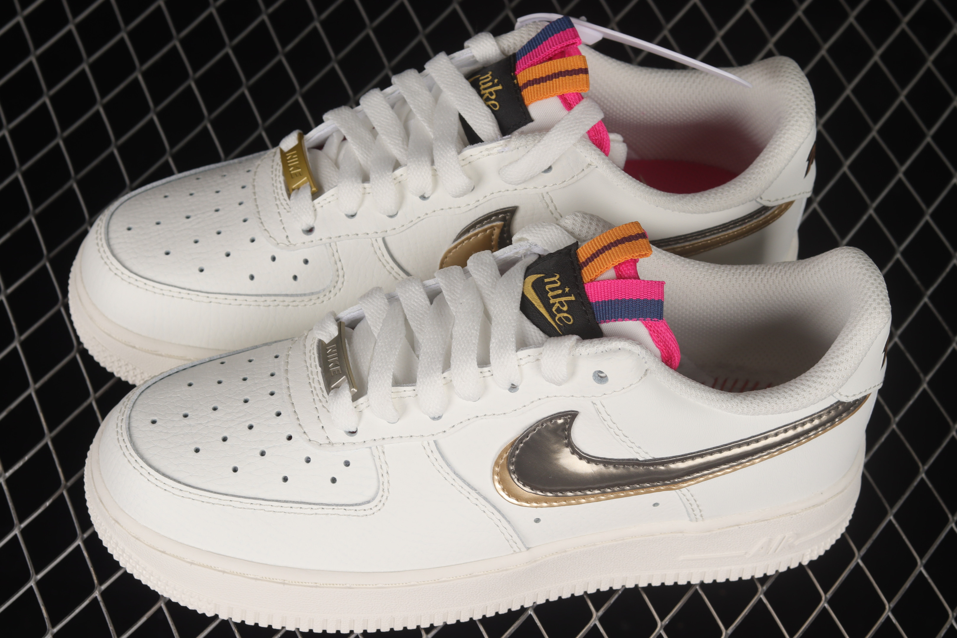 Nike Air Force 1 LV8 Double Swoosh Silver Gold Shoes Sneakers ...