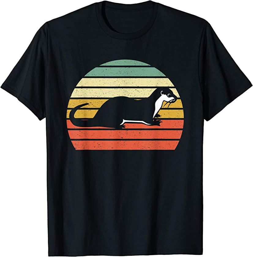 Vintage Sunset Sea Otter Silhouette Men Women Kids Gift T-Shirt