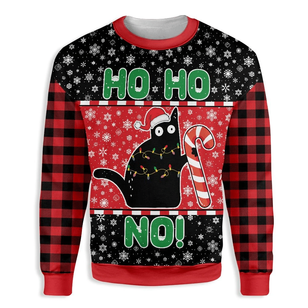 Cat Ho Ho No Christmas Ugly Christmas Sweater For Men & Women Adult