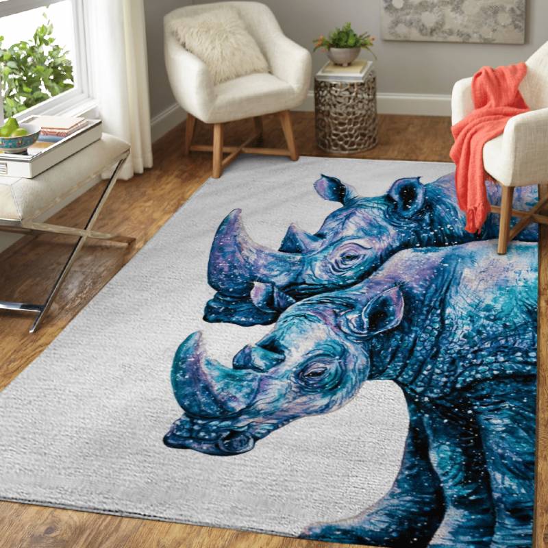 Rhinoceros Couple  – Animals Area Rug Carpet