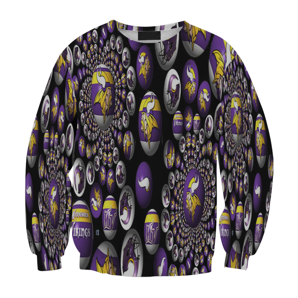 Minnesota Vikings Emblem Ball Gift For Fan 3D Full Printing Sweatshirt