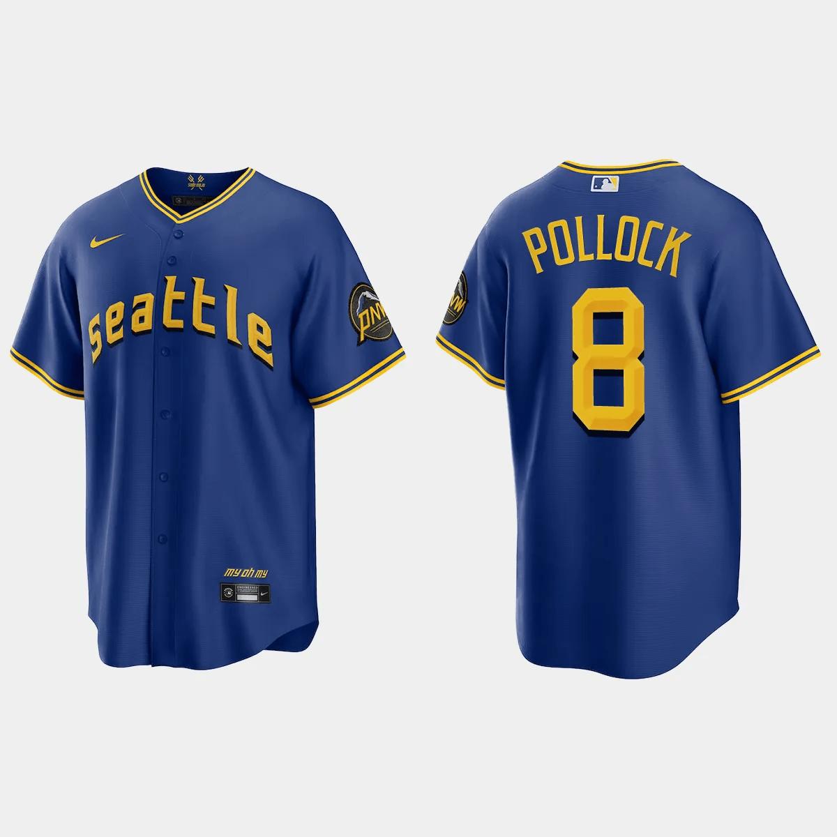 AJ Pollock 8 Seattle Mariners 2023 City Connect Game Jersey – Royal