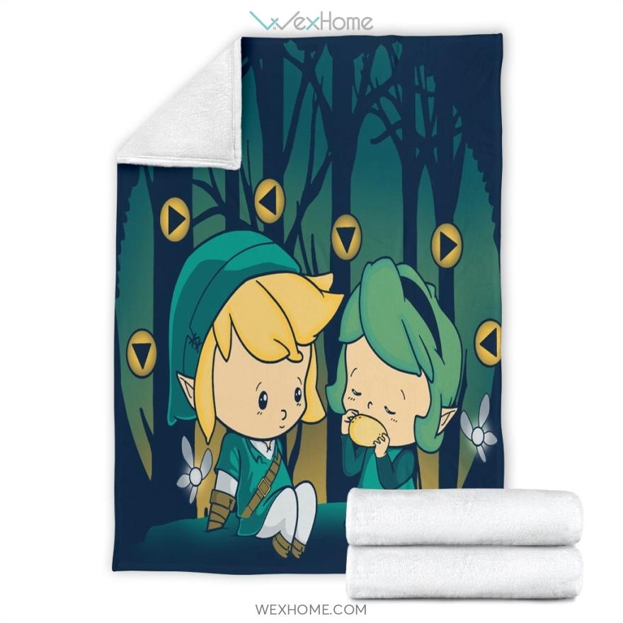 Cute Link And Princess Zelda Legend Of Zelda Premium Blanket