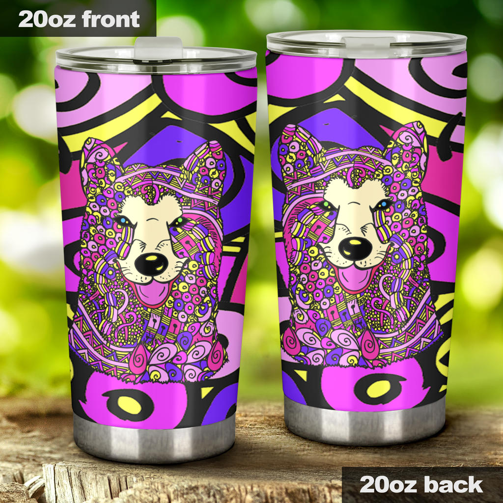 Shiba Inu Design Double-Walled Vacuum Insulated Tumblers – Art By Cindy Sang – Jillnjacks Exclusive