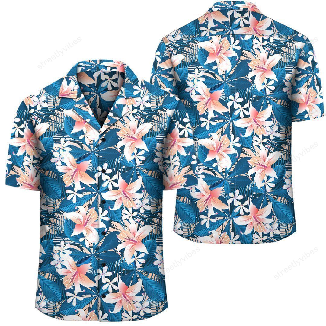 Hawaiian Tropical Hibiscus Blue Shirt Ah Ha9665