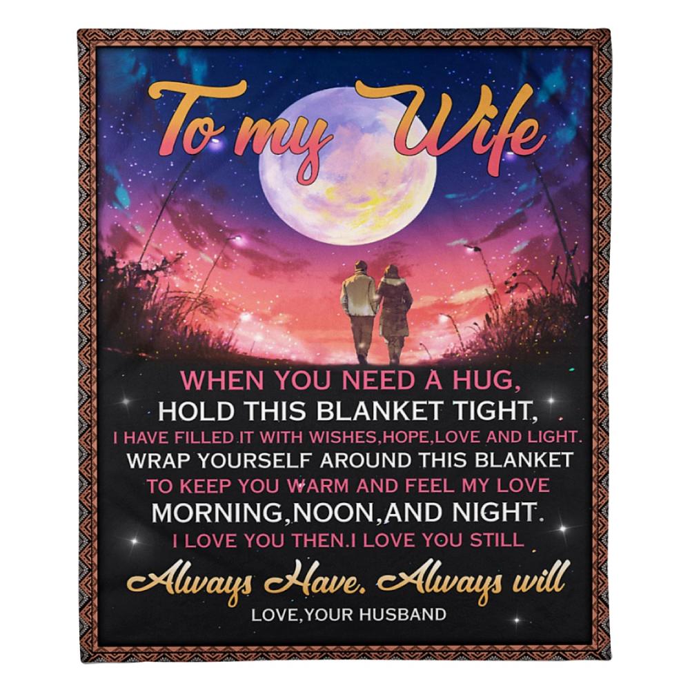 To My Wife Feel My Love Fleece Blanket Family Gift Home Decor Bedding Couch Sofa Soft And Comfy Cozy