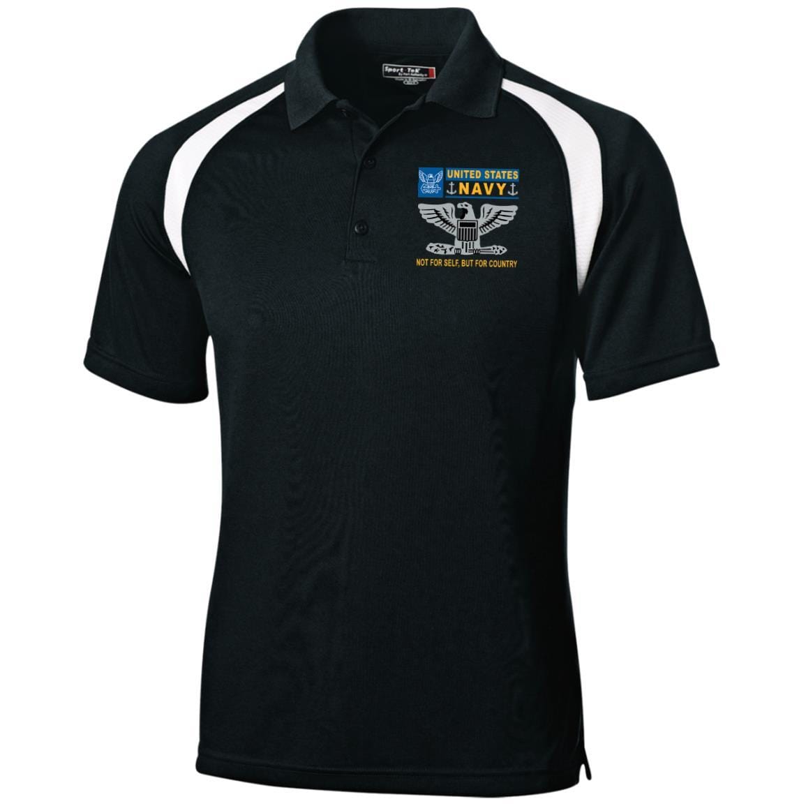 US Navy O-6 Captain O6 CAPT Senior Officer Not For Self But For Country Embroidered Sport-Tek Moisture-Wicking Tag-Free Golf Shirt