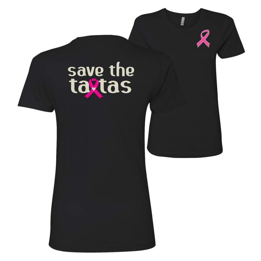 Save The Tatas Survivor Breast Cancer Awareness Front And Back Womens Premium Graphic T Shirt