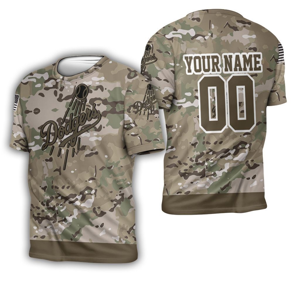 Los Angeles Dodgers Camouflage Veteran 3D Personalized 3D T-Shirt