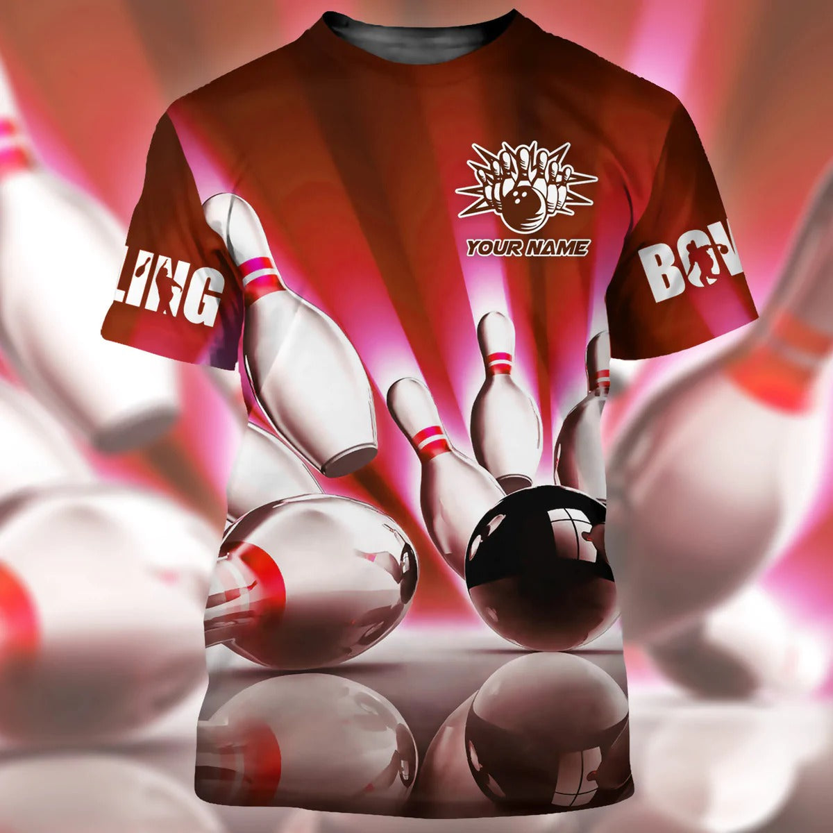 Personalized 3D All Over Print Red Bowling Shirt For Men Women, Bowling Team Shirt Uniform