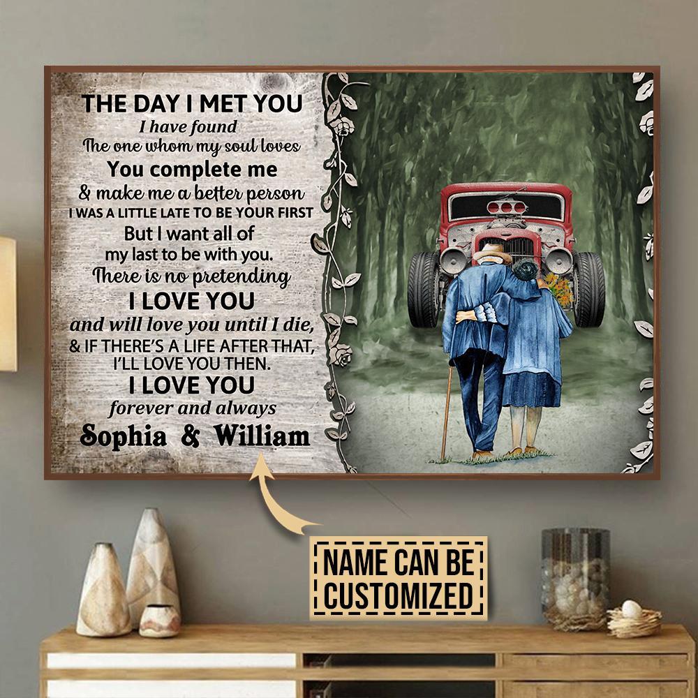 Aeticon Gifts Personalized Hot Rod The Day I Met Canvas Mom Dad Gift Home Decor